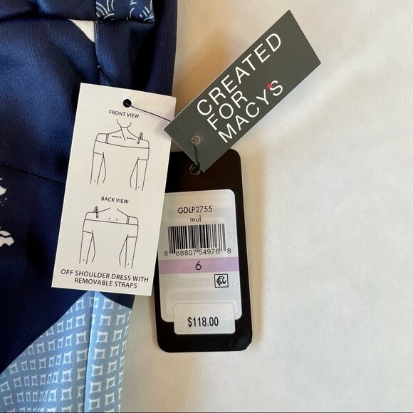 Guess Off the Shoulder Multi-Printed Scuba Dress with Removable Straps - Size 6 - Picture 7 of 14